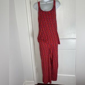Josie by Natori Red and Blue Patterned Medium Designer Pajama Set